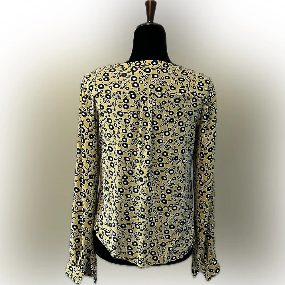 Ann Taylor LOFT Yellow and Black Floral Blouse size S - Picture 3 of 13